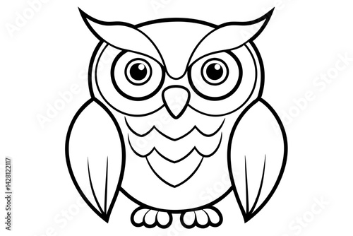 owl silhouette line art vector illustration with a white background