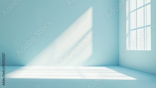 Empty Room, Sunlight, Light Blue Walls