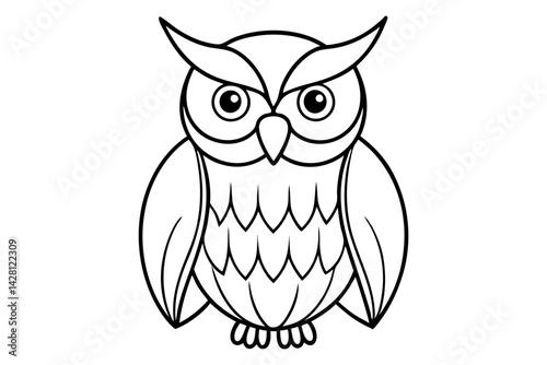 owl silhouette line art vector illustration with a white background