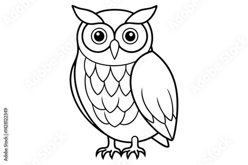 owl silhouette line art vector illustration with a white background