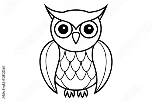 owl silhouette line art vector illustration with a white background