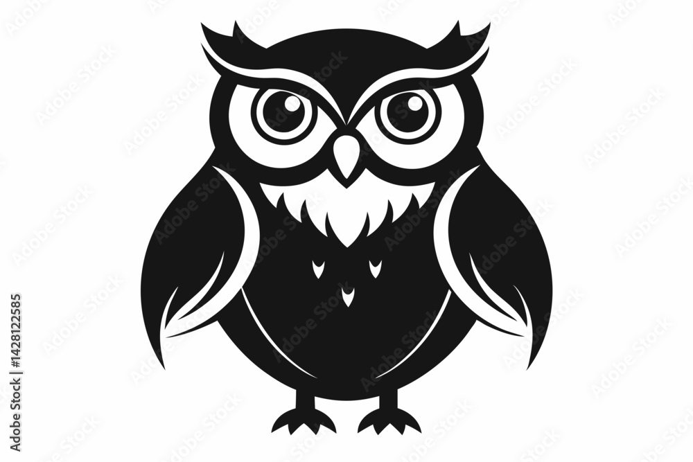 Fototapeta premium owl silhouette line art vector illustration with a white background