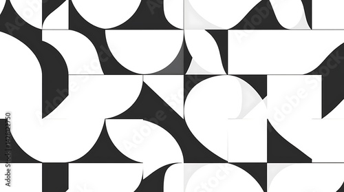 Modern Black, White, and Gray Abstract Geometric Pattern: Seamless Minimalist Design for Contemporary Backgrounds and Graphics