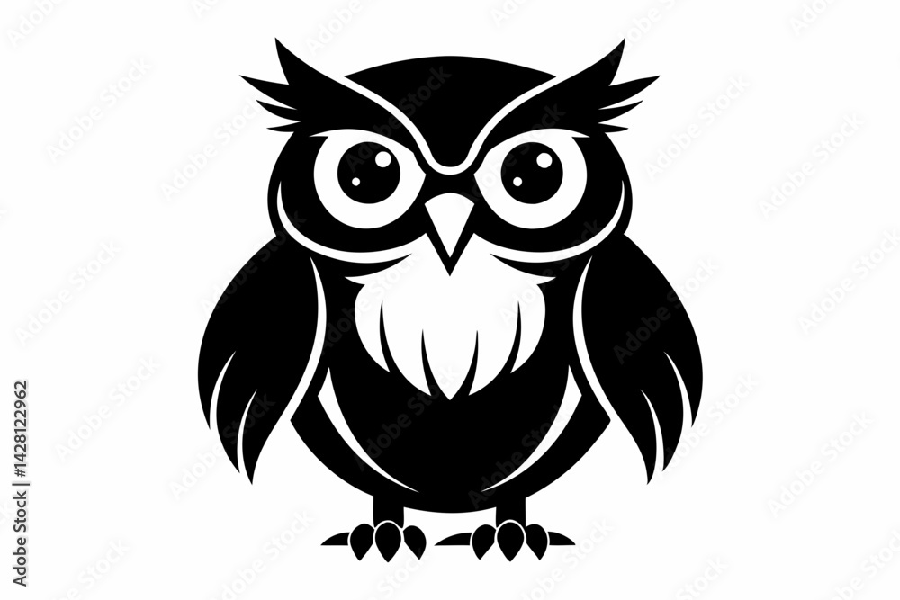 Fototapeta premium owl silhouette line art vector illustration with a white background