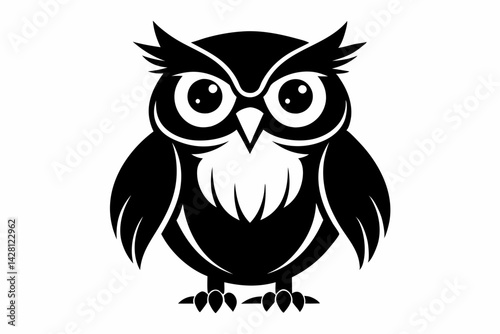 owl silhouette line art vector illustration with a white background