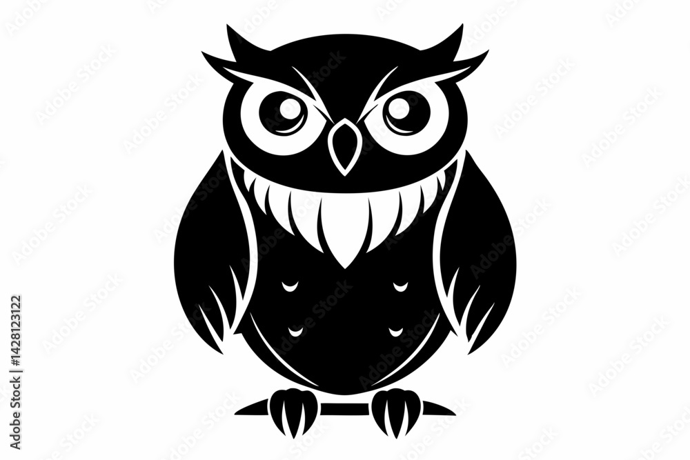 Fototapeta premium owl silhouette line art vector illustration with a white background