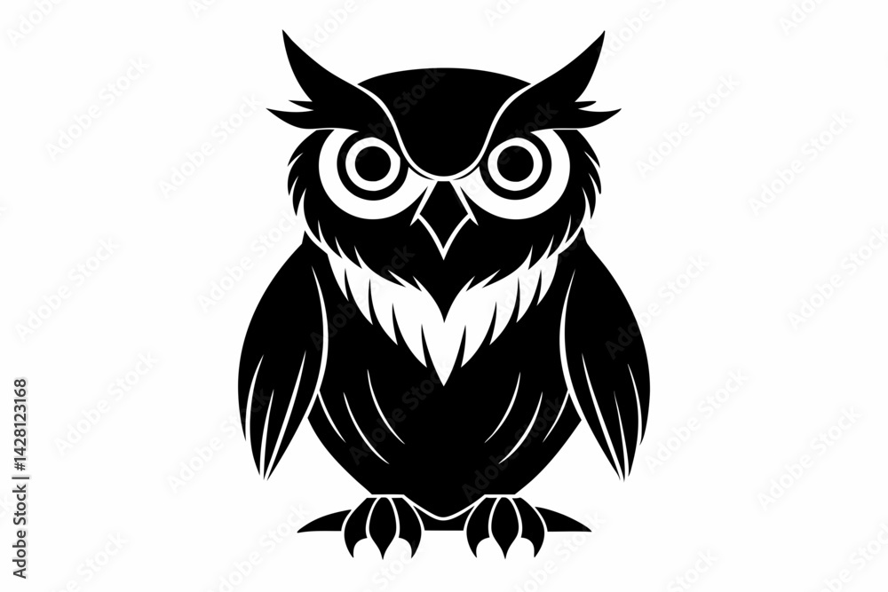 Obraz premium owl silhouette line art vector illustration with a white background