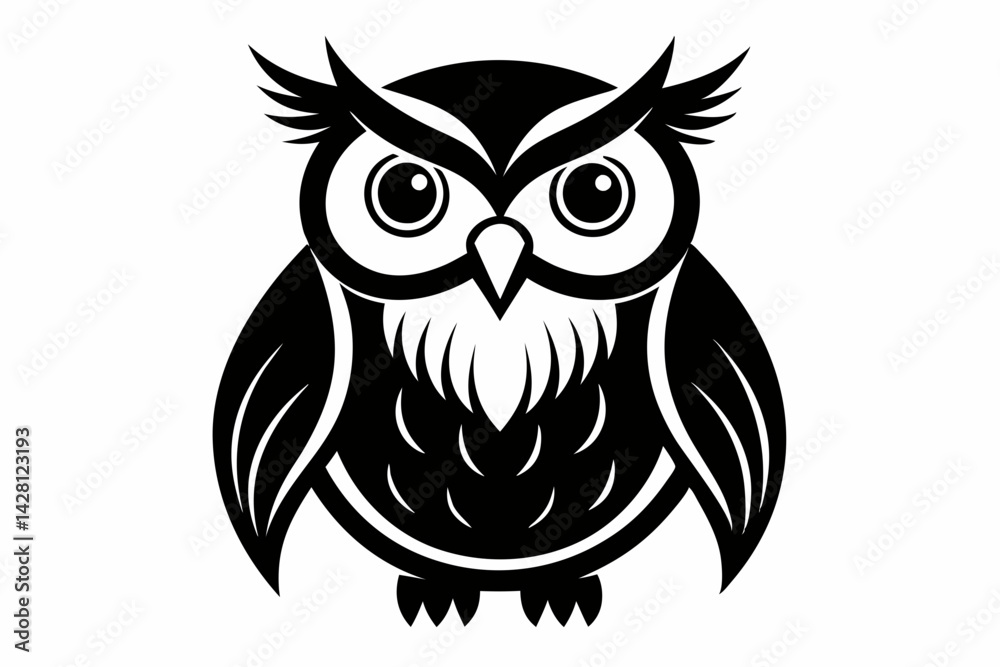 owl silhouette line art vector illustration with a white background owl silhouette line art vector illustration with a white background
