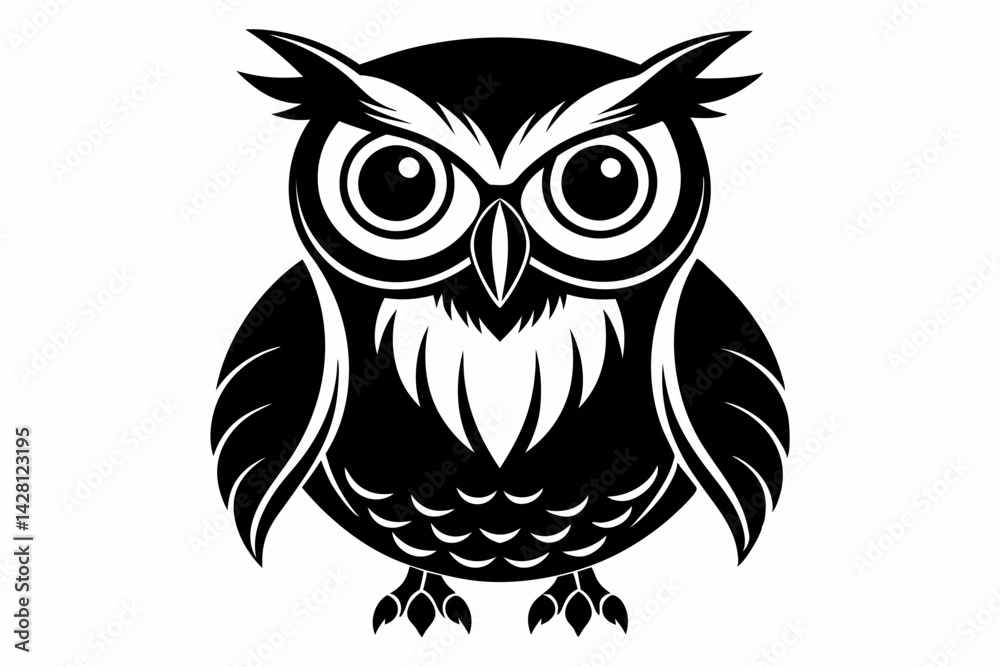 Obraz premium owl silhouette line art vector illustration with a white background