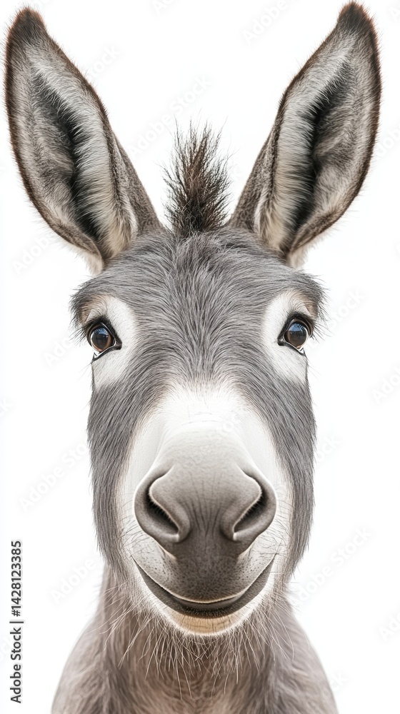 Fototapeta premium Charming cartoon donkey character displayed against a clean white background in a simple and fun line drawing style