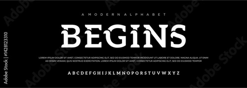 creative modern urban alphabet font Digital abstract moslem futuristic fashion