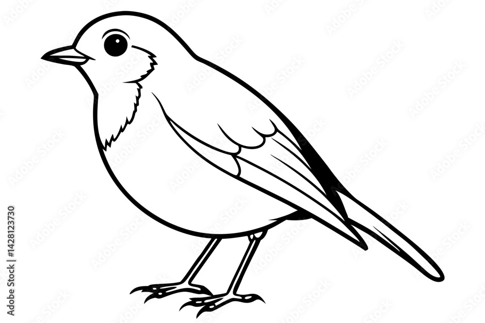Obraz premium robin silhouette line art vector illustration with a white background