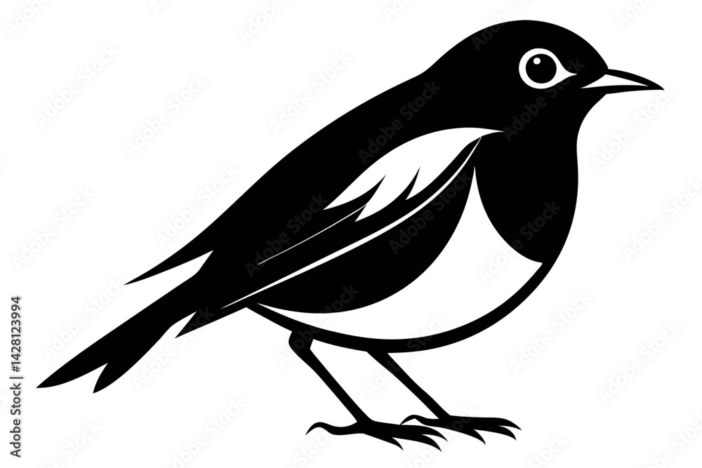 Fototapeta premium robin silhouette line art vector illustration with a white background