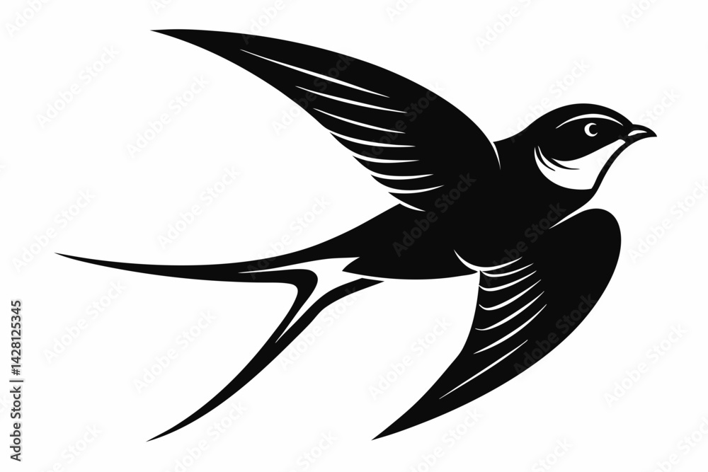 swallow silhouette line art vector illustration with a white background swallow silhouette line art vector illustration with a white background