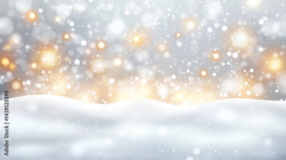 Abstract Winter Background, Soft White Bokeh Lights, Snowdrifts, Festive Holiday Season Abstract Winter Background, Soft White Bokeh Lights, Snowdrifts, Festive Holiday Season