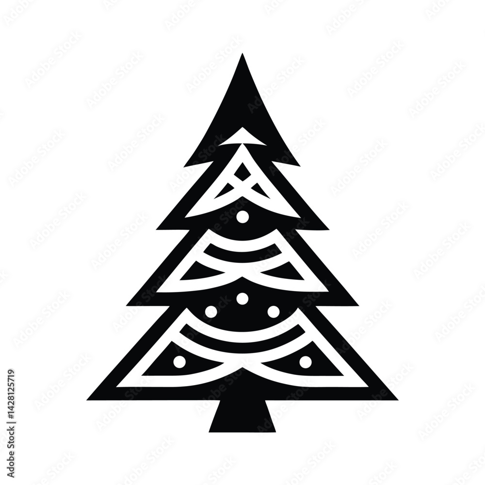 Obraz premium christmas tree tribal style black silhouette vector for web and graphic