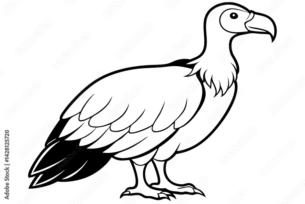 Fototapeta premium vulture silhouette line art vector illustration with a white background