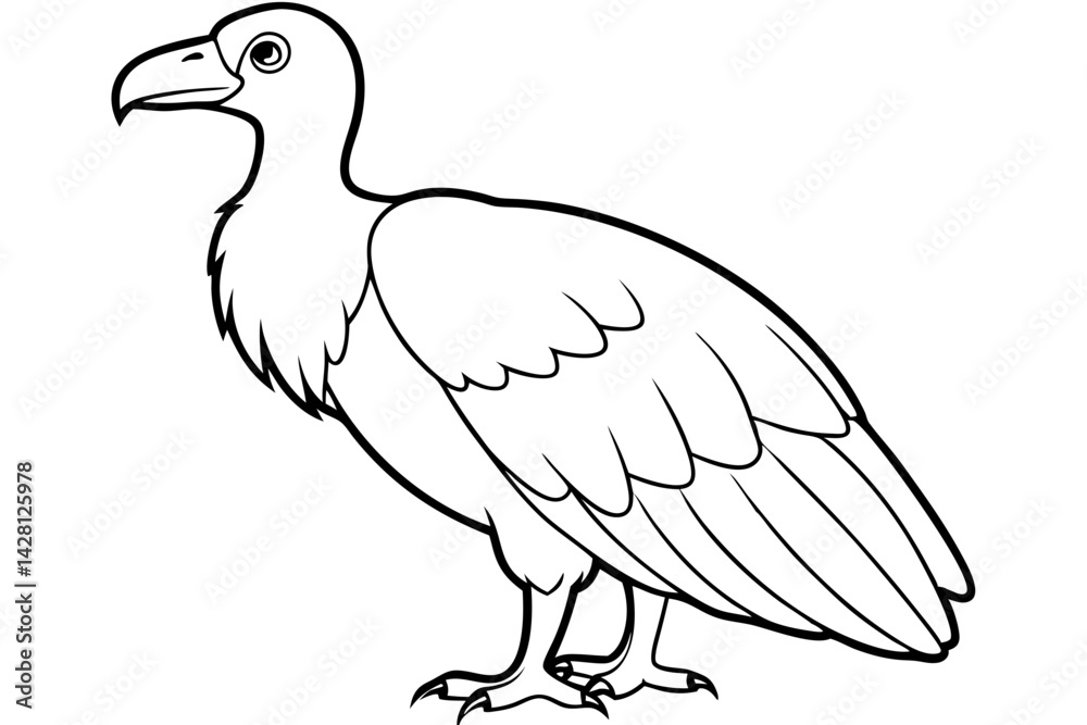 Obraz premium vulture silhouette line art vector illustration with a white background