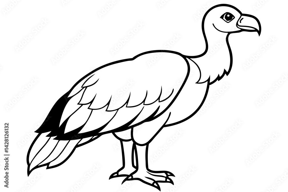Fototapeta premium vulture silhouette line art vector illustration with a white background