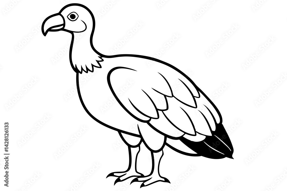 Fototapeta premium vulture silhouette line art vector illustration with a white background