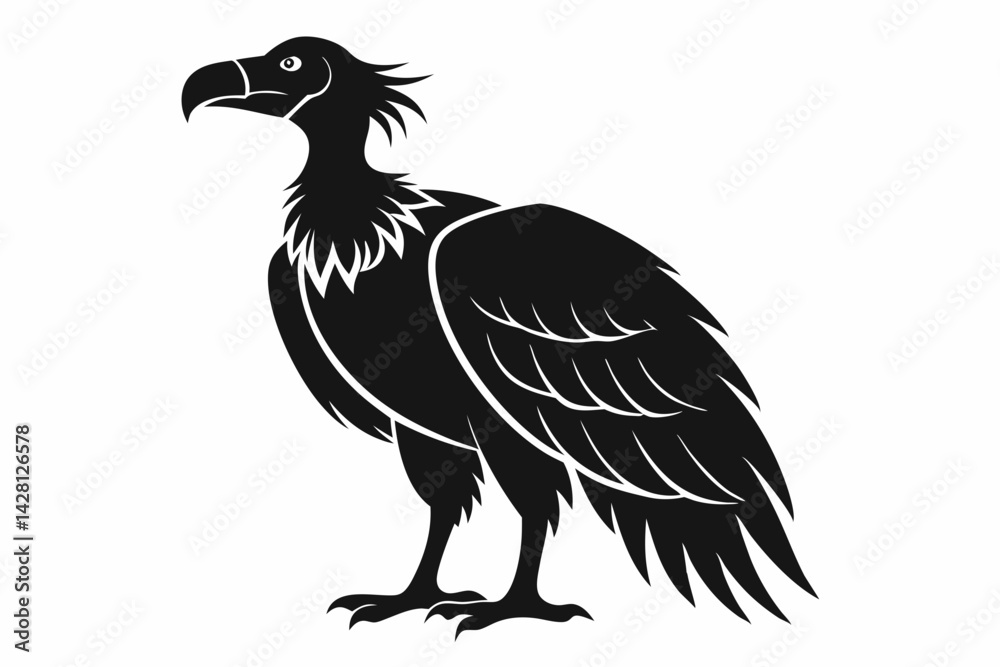 vulture silhouette line art vector illustration with a white background vulture silhouette line art vector illustration with a white background