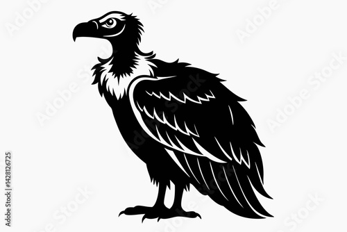 vulture silhouette line art vector illustration with a white background