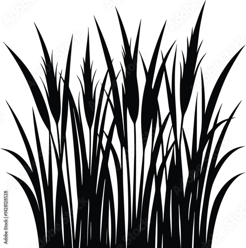 Grass Silhouette in Black | Natural Ground Cover Vector for Landscape, Garden & Craft Design