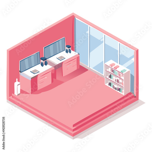 Pink Award Podium Illustration
