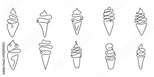 Abstract Ice Cream Line Art