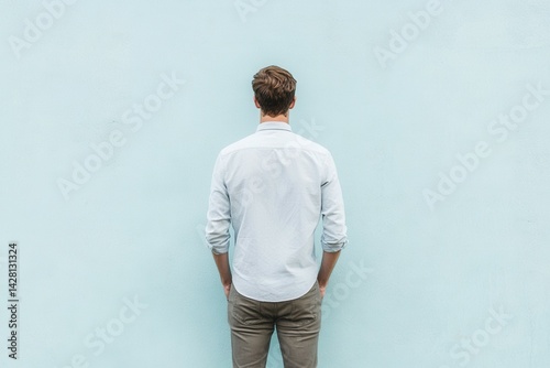 detailed visual  of back view man in casual clothes