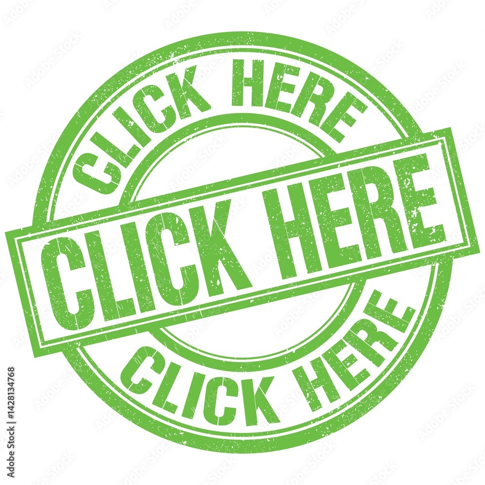 CLICK HERE written word on green stamp sign