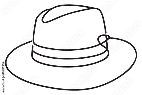 Elegant Fedora Hat One Line Vector Art Illustration Download