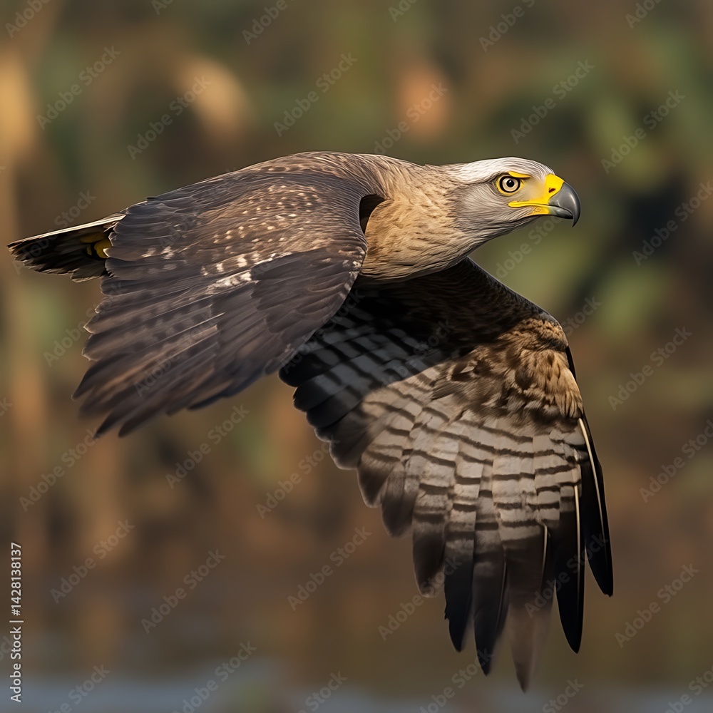 Obraz premium Soaring Eagle Gliding Through the Air in Natural Habitat Wildlife Image