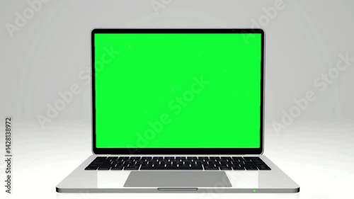 Laptop frameless screen - computer rotation with opening the display. The video includes a green screen, a luma matte mask, and a screen tracking layer. 60fps 4k