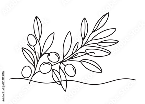 Olive Branch Continuous Line Art Symbol of Peace and Harmony