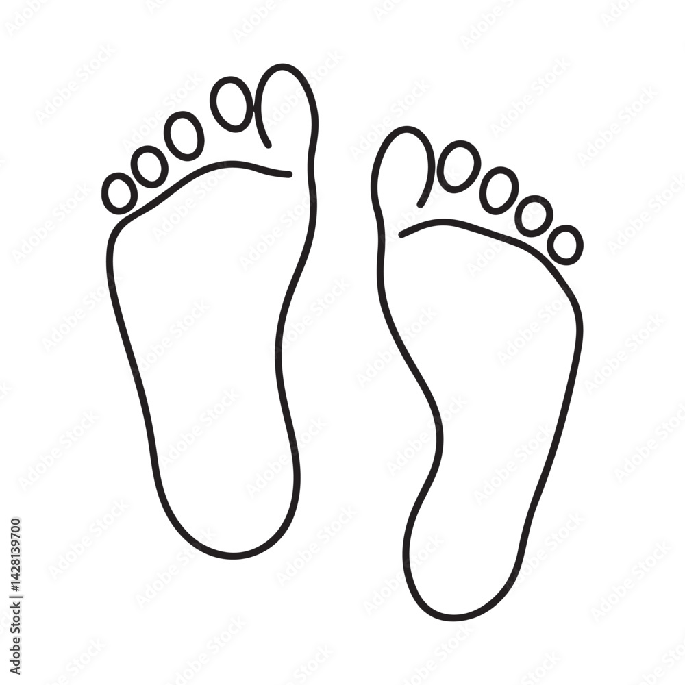 Barefoot Footprints Outline Vector Graphic for Design and Projects Barefoot Footprints Outline Vector Graphic for Design and Projects