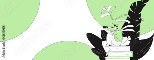 Vector flat illustration of characters in spring
