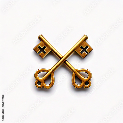 golden keys st peter isolated on white