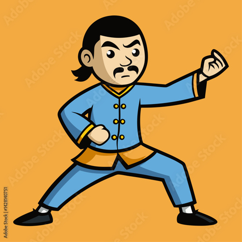 Martial Artist Practicing Tai Chi in a Dynamic Pose  