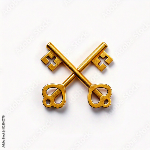 golden keys st peter isolated on white