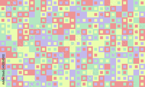 Abstract pastel square mosaic.  Perfect for website backgrounds, textiles, playful branding, or modern art projects.  This vibrant, geometric pattern evokes feelings of joy and energy.