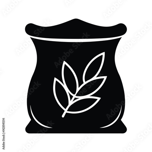 Flour Or Grain Icon In Black Silhouette Style photo