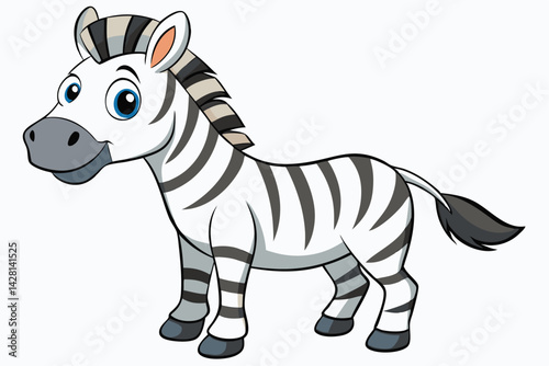 Vector of cartoon zebra illustration on white