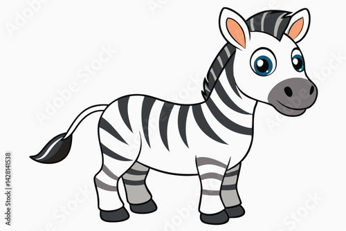 Vector of cartoon zebra illustration on white