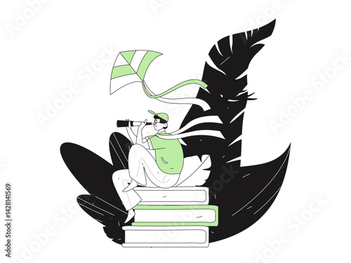 Vector flat illustration of characters in spring
