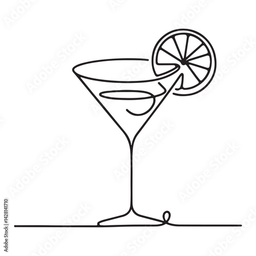 One line cocktail illustration for bar and beverage designs