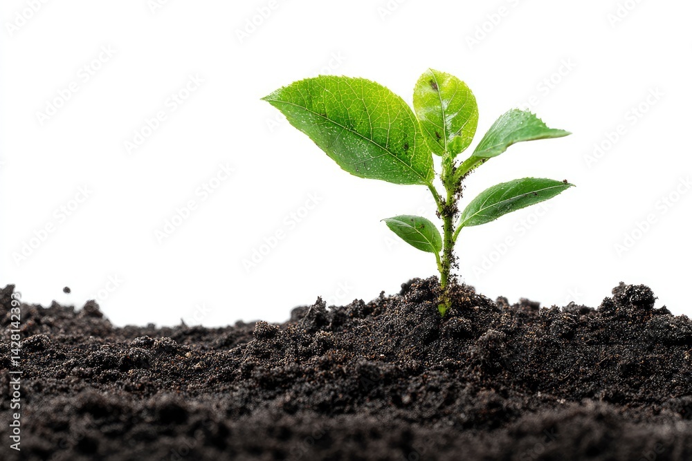 Seedling in Soil with Green Leaves Growing Seedling in Soil with Green Leaves Growing