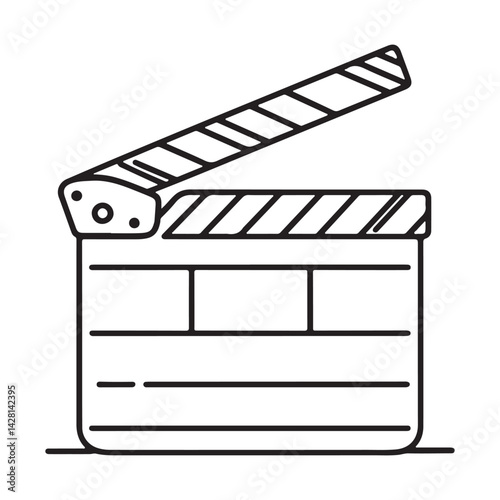 Modern Silhouette One Line Art of a Movie Clapperboard Design