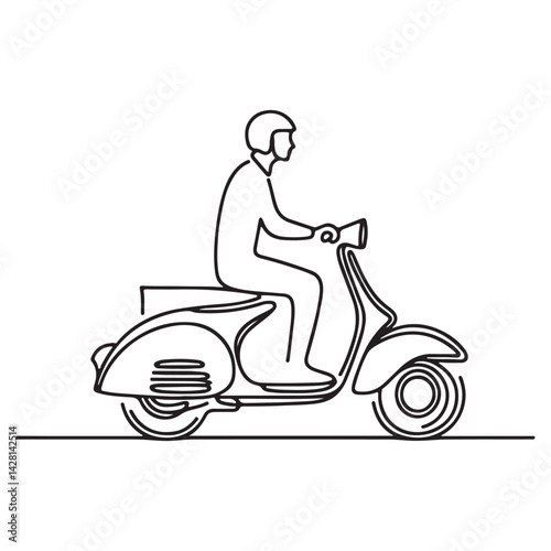 Stylish scooter outline vector illustration classic vintage transportation design