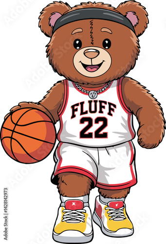 A bear basketball player vector t-shirt design for dtf, dtg and sublimation 